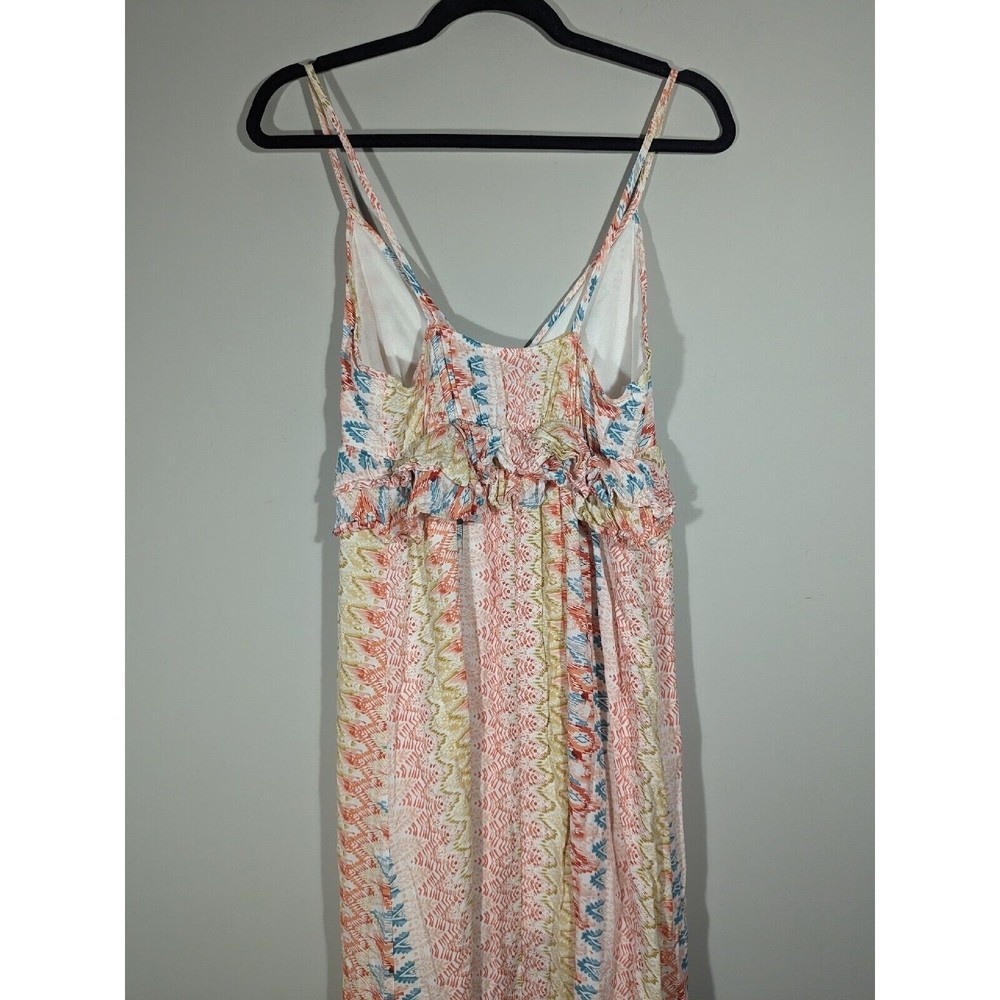 Hummingbird Colorful Abstract Print Ruffle Midi Sleeveless Dress Women Size M - Picture 4 of 6
